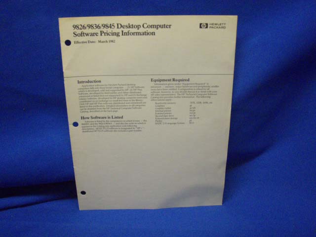 HP 9826/9836/9845 Pricing Information March 1982 - Afbeelding 1 van 1