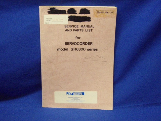 Western Graphtec Model SR6300 Series SERVICE Manual - Afbeelding 1 van 1